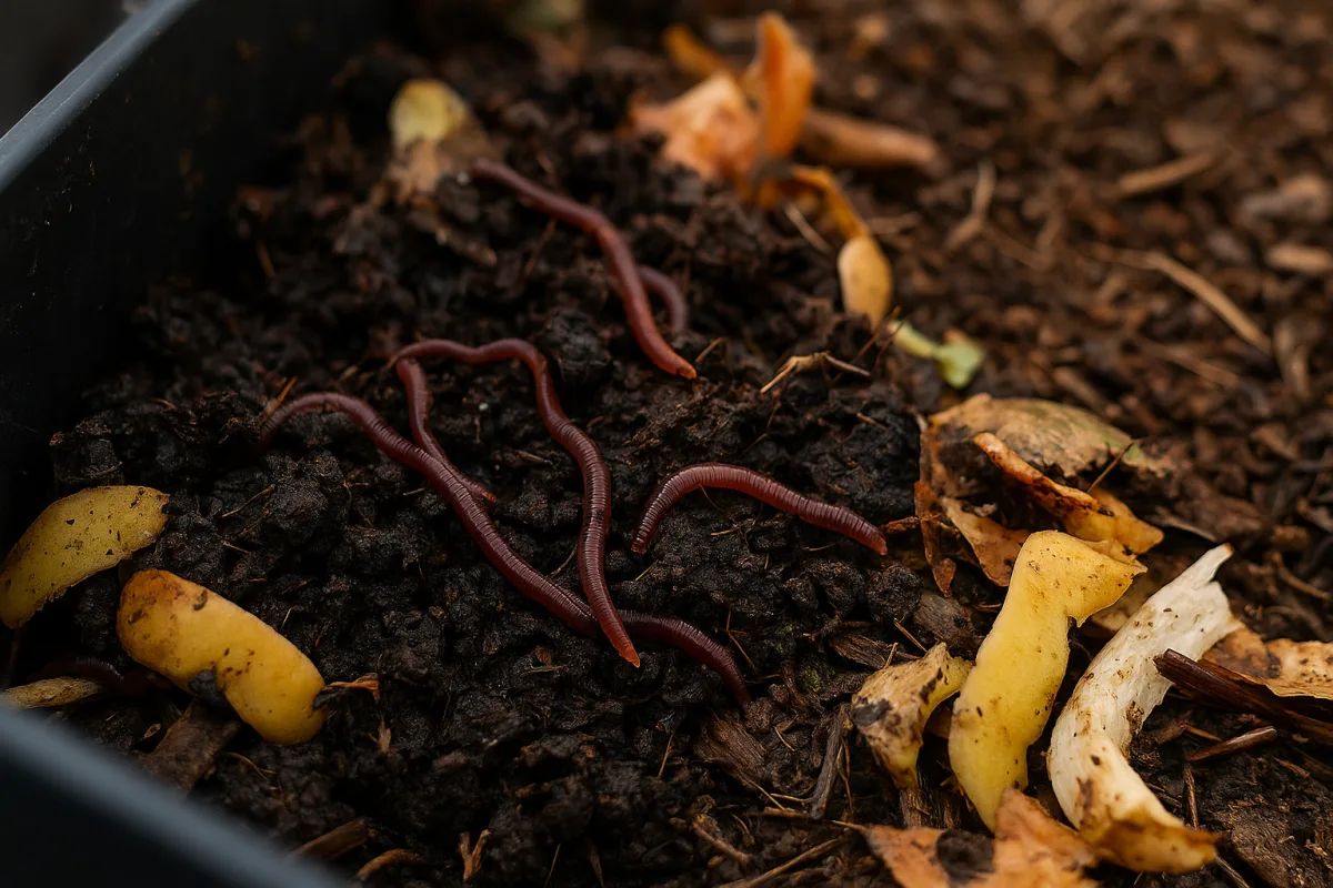 Lombrichi nel compost domestico: il segnale che la trasformazione sta funzionando