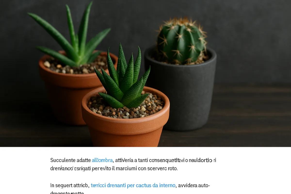 Succulente da interno in ombra: il substrato drenante che evita i marciumi