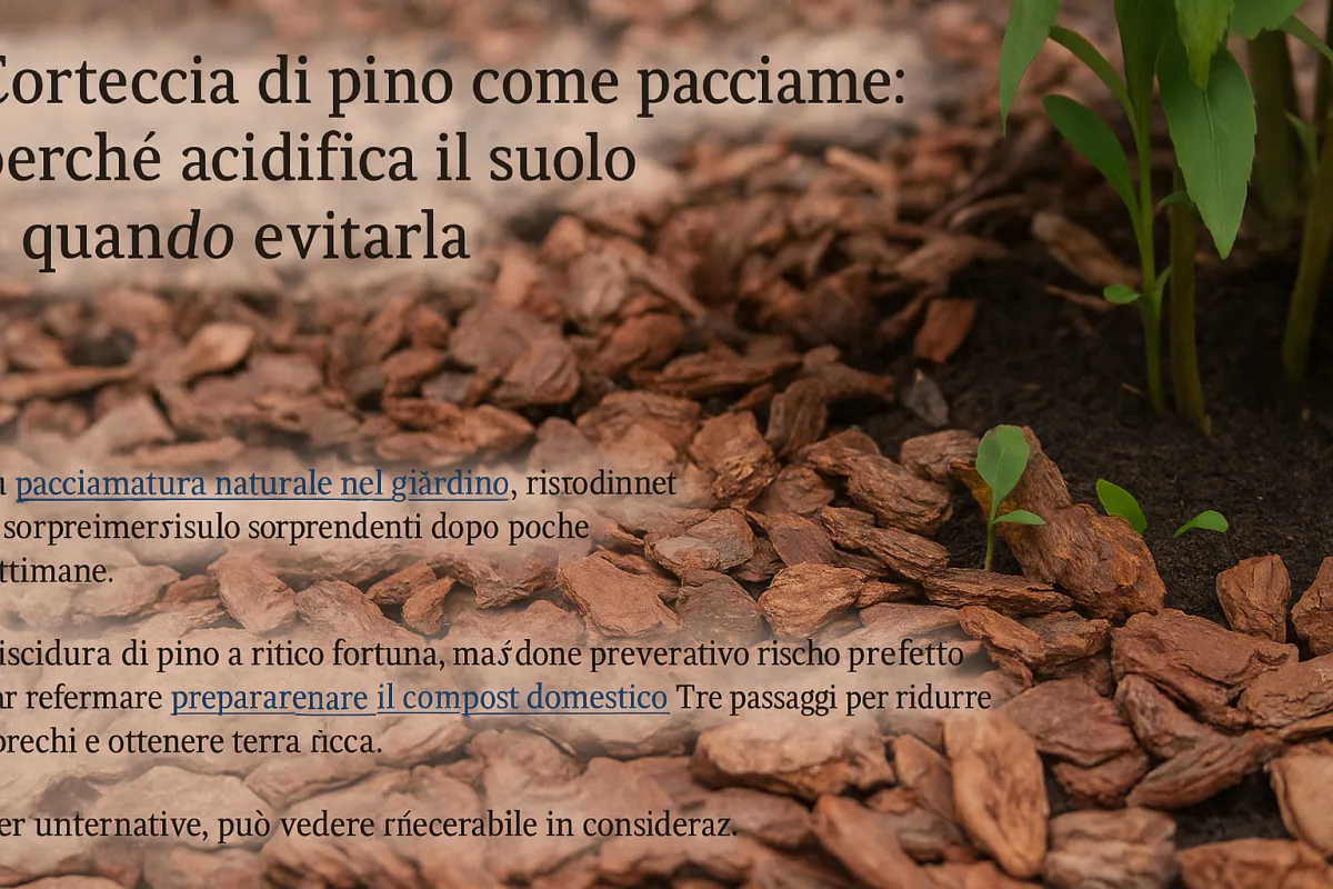 Corteccia di pino come pacciame: perché acidifica il suolo e quando evitarla