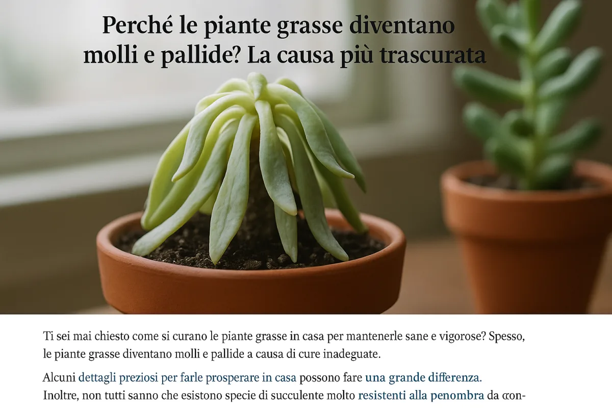 Perché le piante grasse diventano molli e pallide? la causa più trascurata
