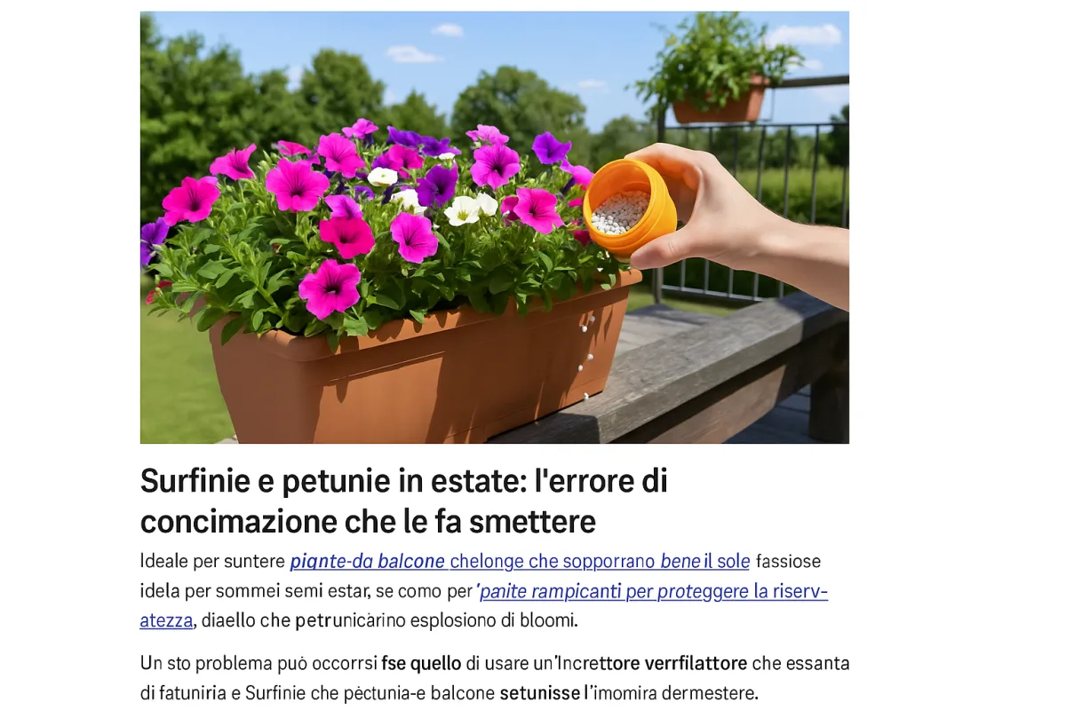 Surfinie e petunie in estate: l'errore di concimazione che le fa smettere