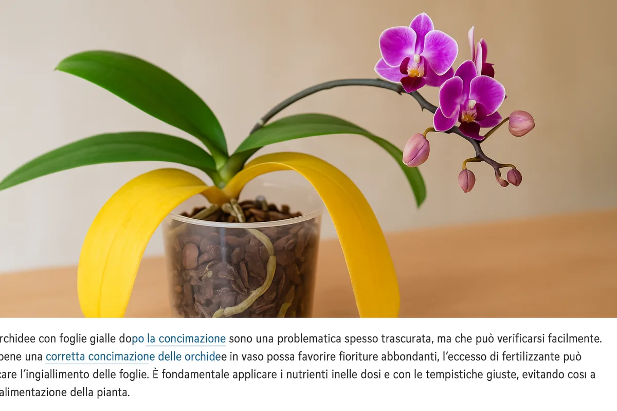 Orchidee con foglie gialle dopo la concimazione: la causa più sottovalutata