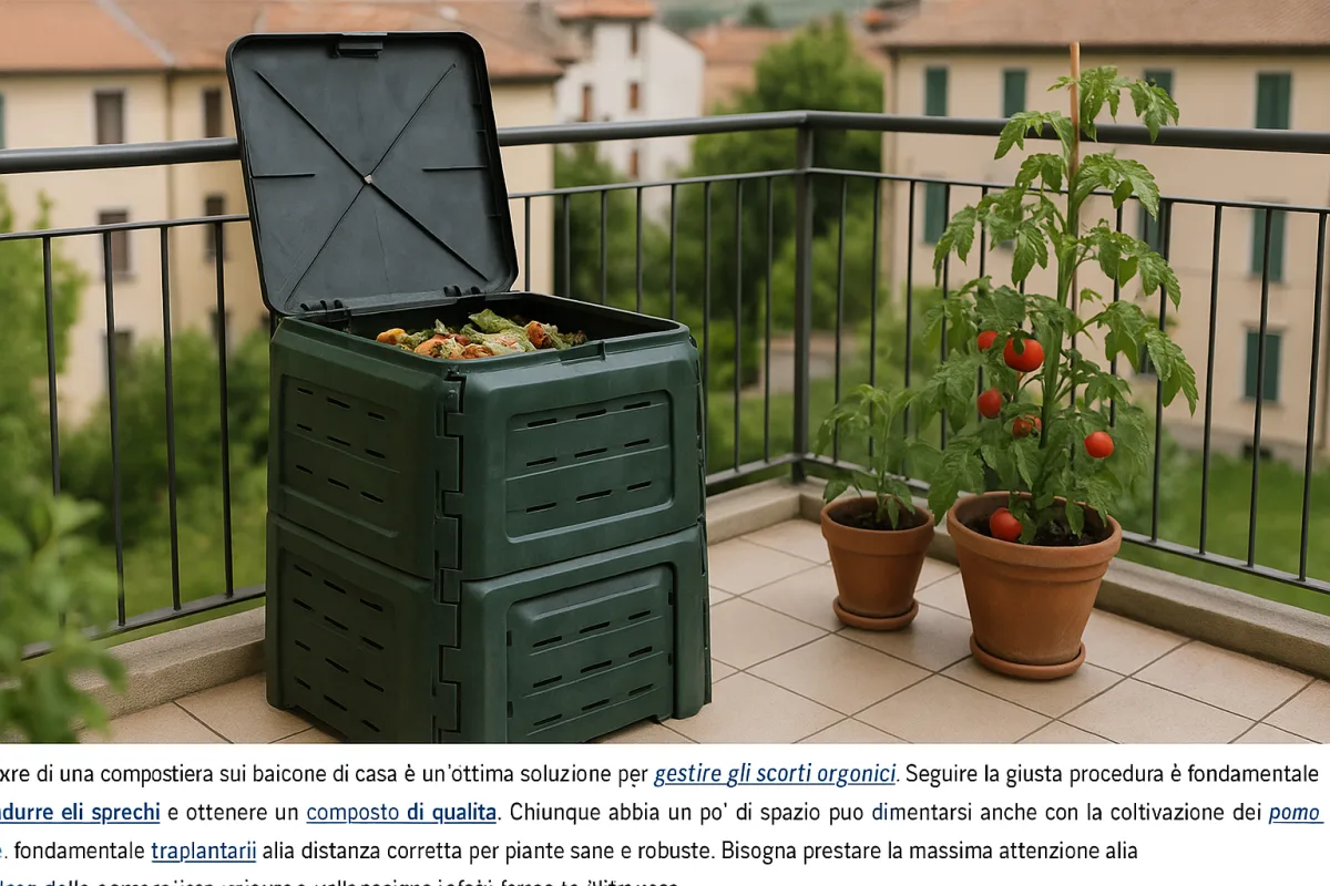 Compostiera sul balcone di casa: dimensioni e posizione che fanno davvero la differenza
